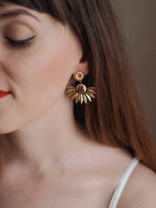 Olivia Half Sunflower Earrings