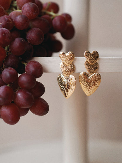 Ondine Triple Heart Earrings