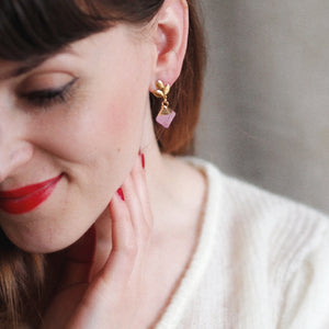 Andrea Atlas Pink Quartz Earrings
