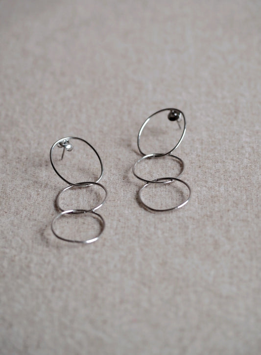 Angelique Long Hoop Earrings in silver