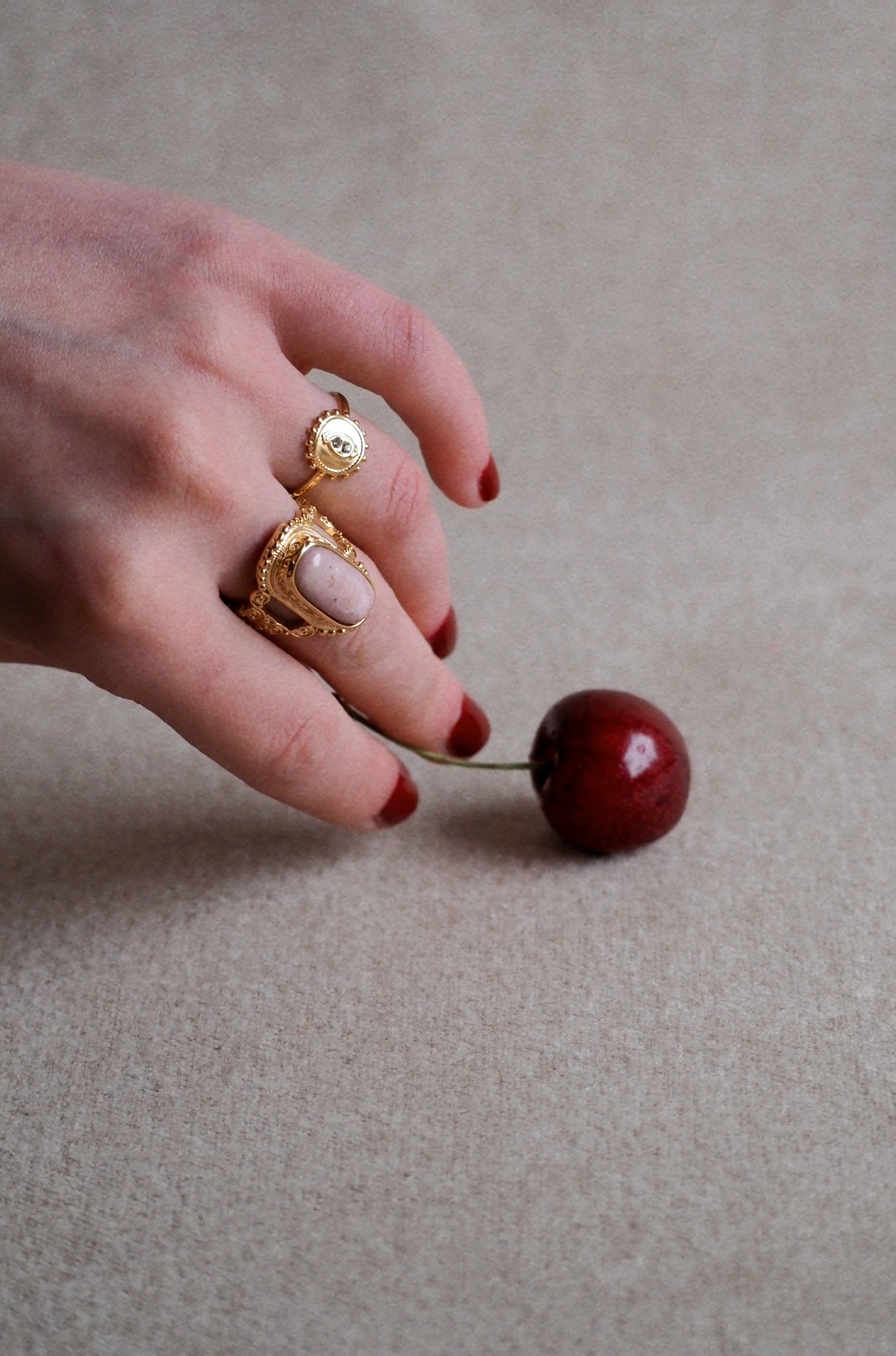 Unique Antique Style Pink Quartz  Ring