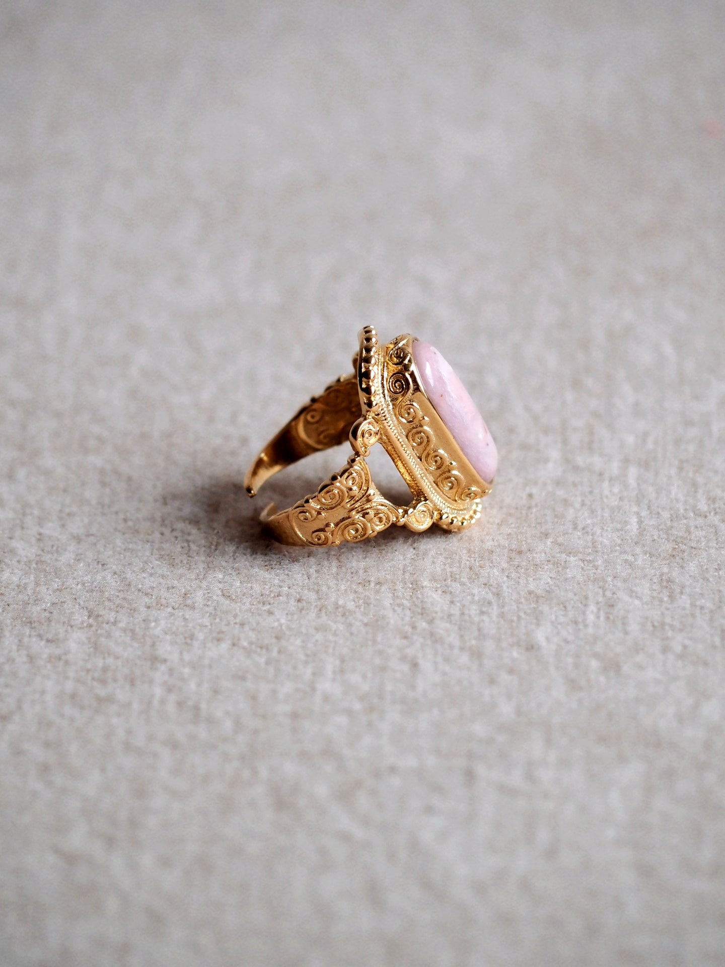 Unique Antique Style Pink Quartz  Ring