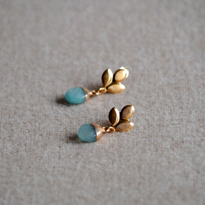 Ester Leaf Earrings in Blue