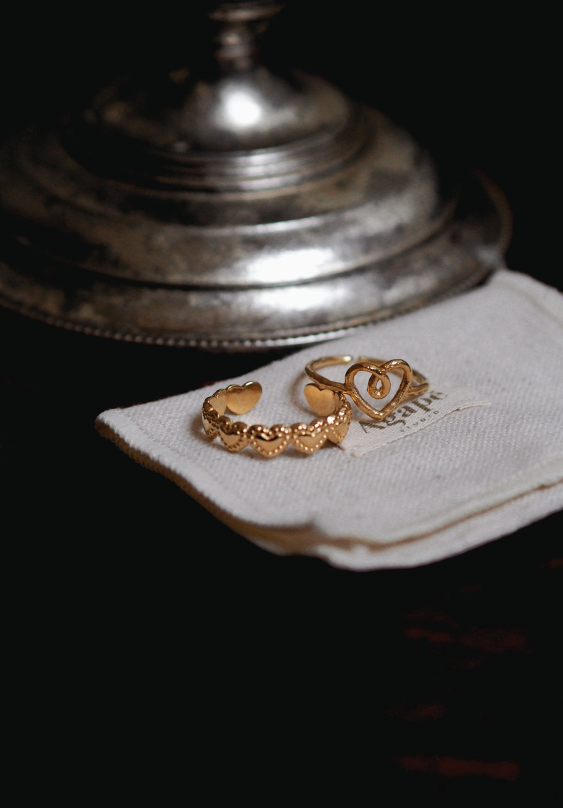 Adjustable Heart Ring in Gold