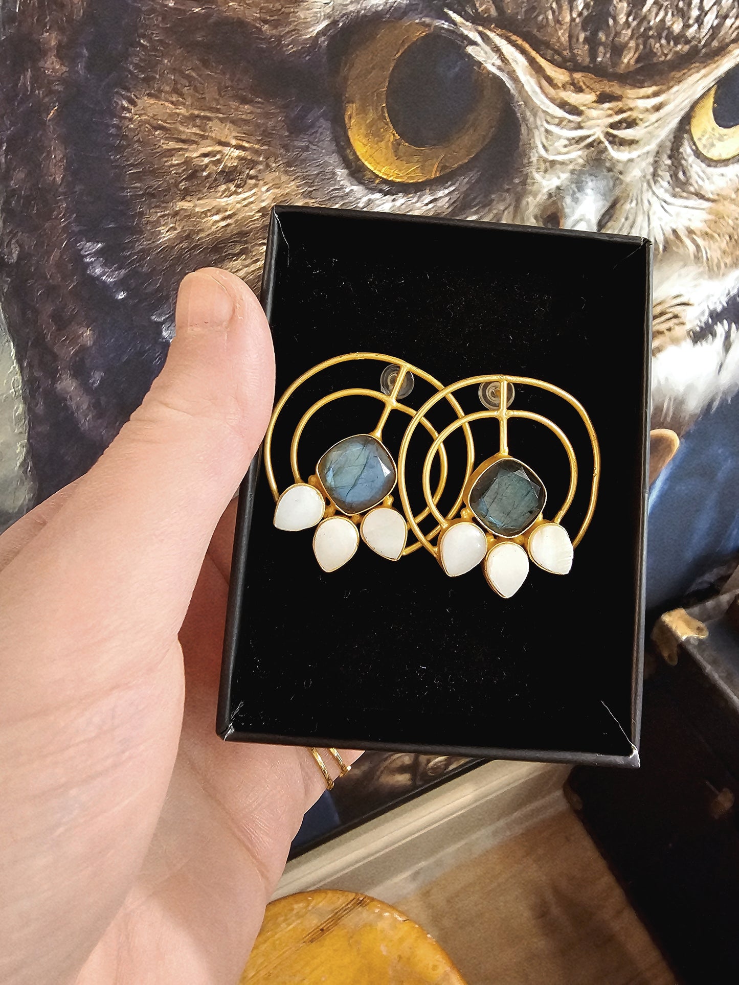 Unique Spanish Earrings with Labradorite