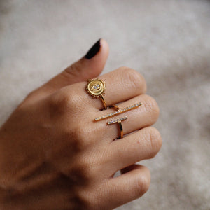 Sun With Rhinestones Ring