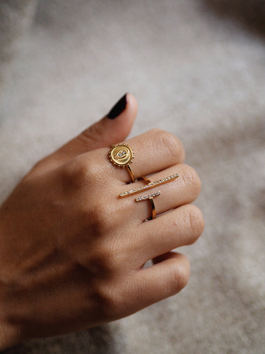 Sun With Rhinestones Ring