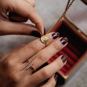 Sun With Rhinestones Ring