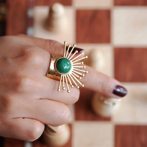 Crown Green Stone Ring