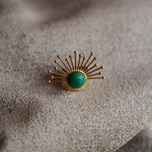 Crown Green Stone Ring