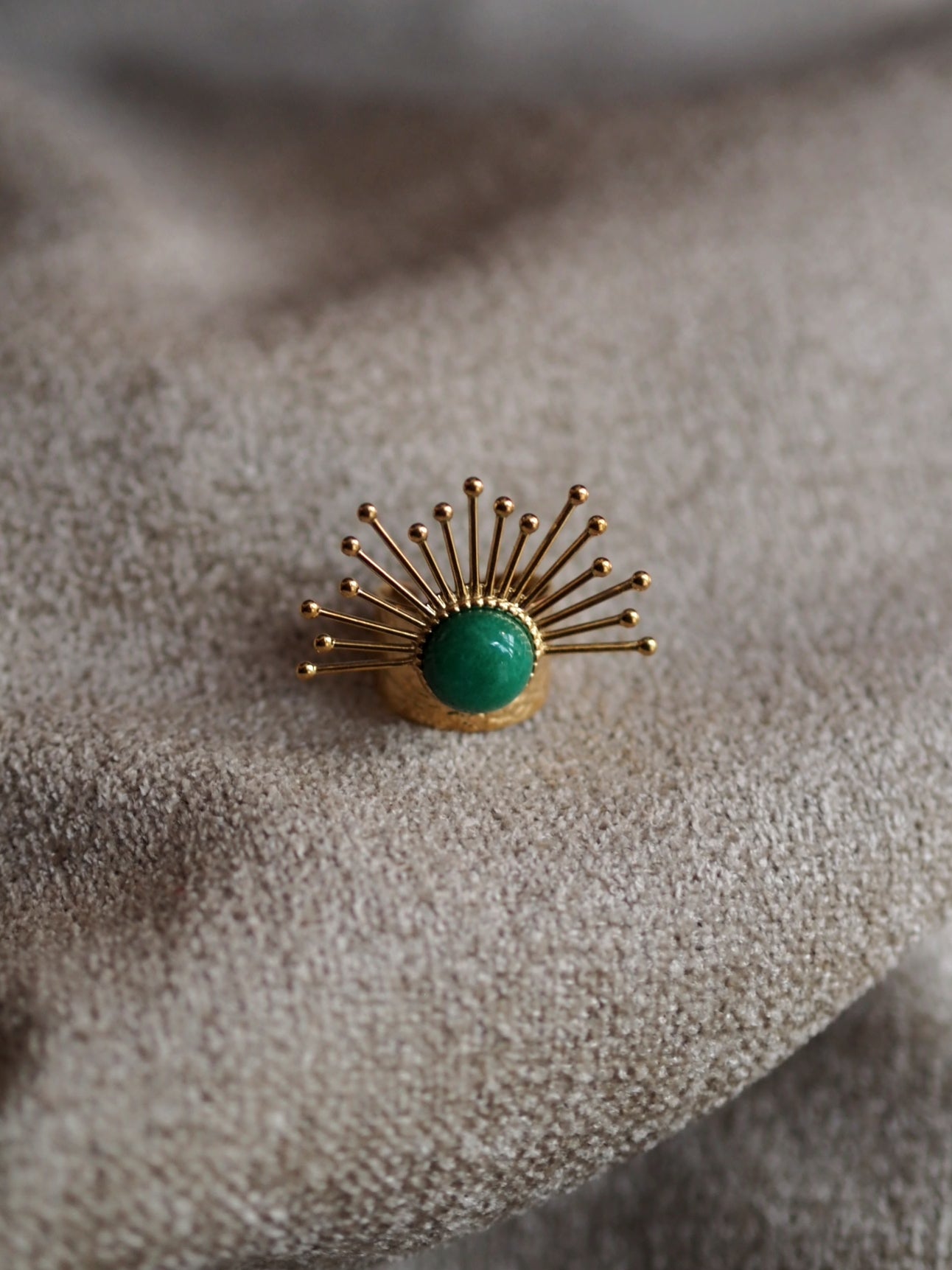 Crown Green Stone Ring