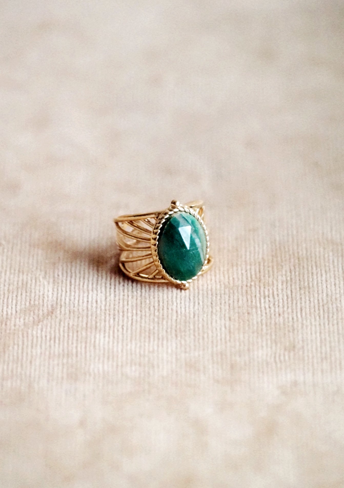Unique Green Gemstone Ring