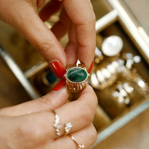 Unique Green Gemstone Ring