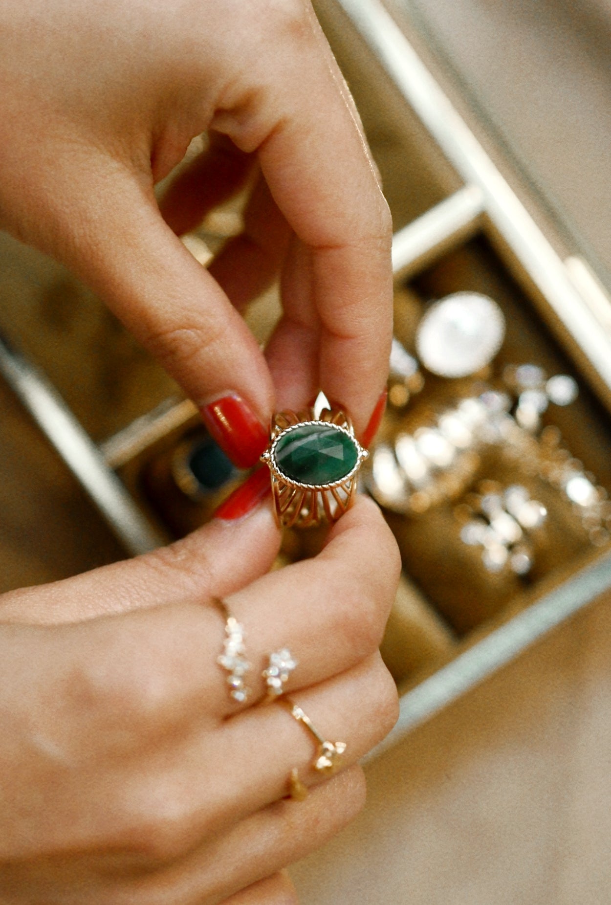 Unique Green Gemstone Ring