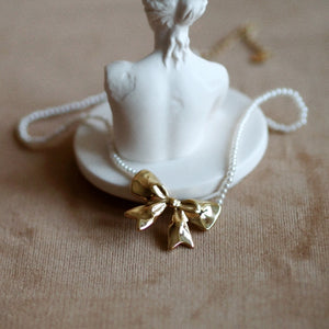 Pearl Bow Necklace