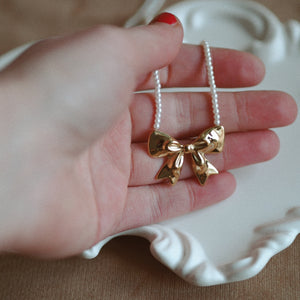 Pearl Bow Necklace
