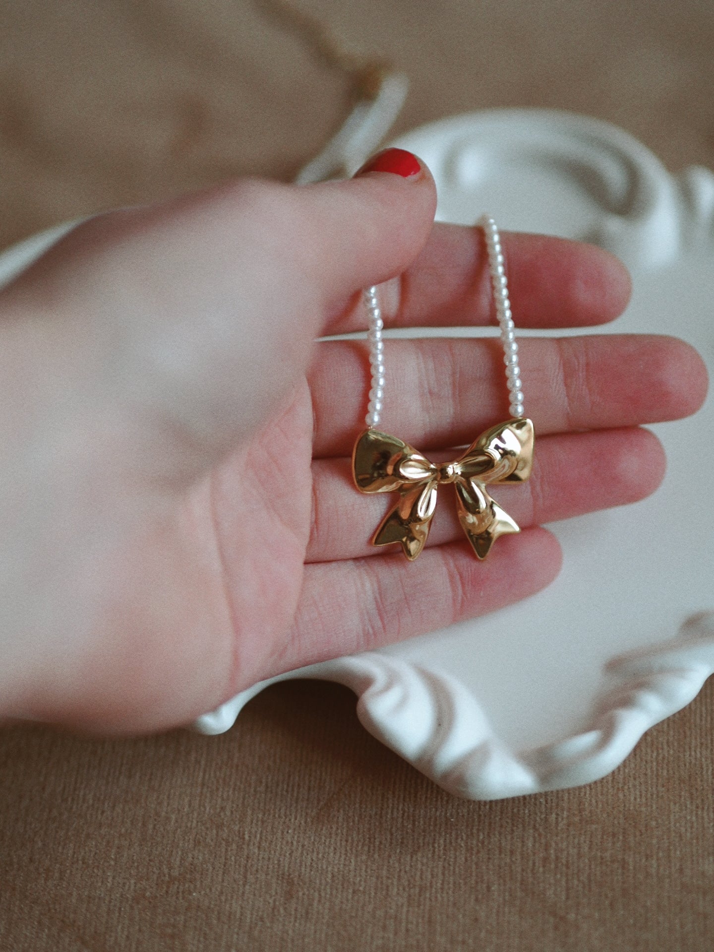 Pearl Bow Necklace