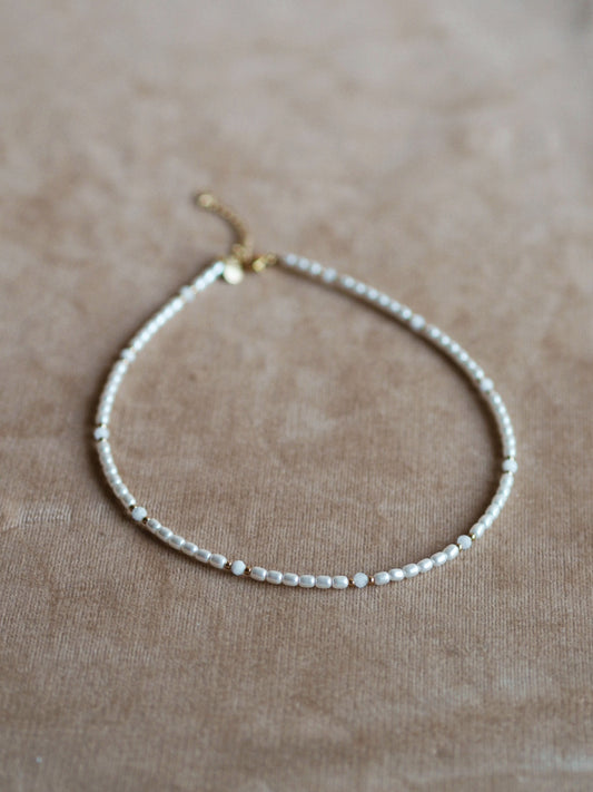 Pearl and White Gemstone Necklace