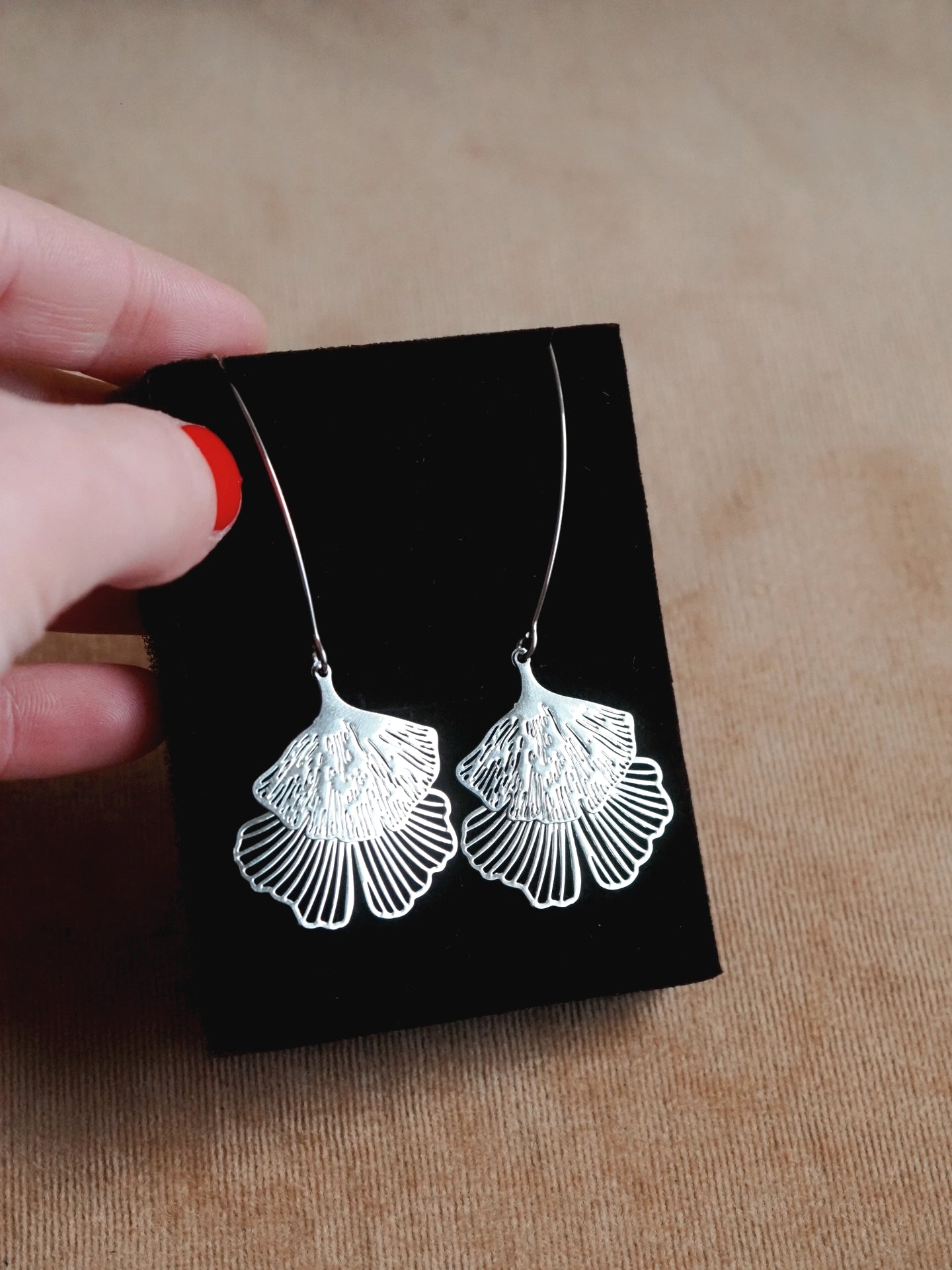 Andrea Atlas Leaf Earrings in Silver