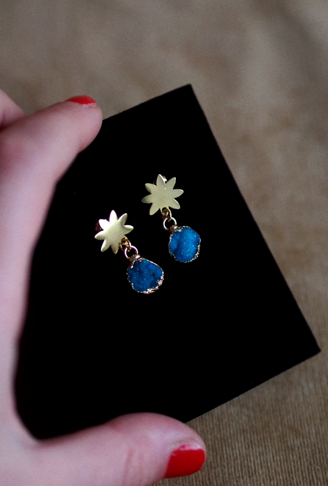 Atlas Blue Druzy Stone Earrings
