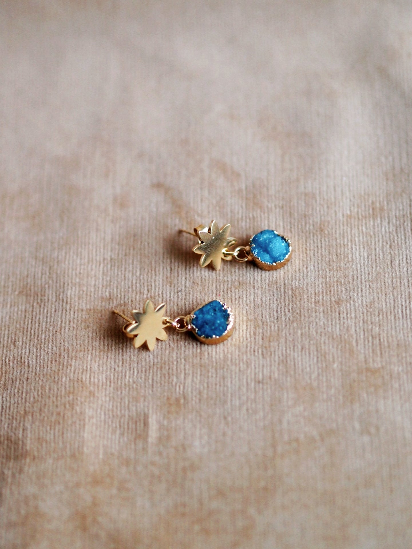 Atlas Blue Druzy Stone Earrings