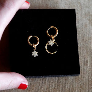 Andrea Atlas Moon & Star Hoops