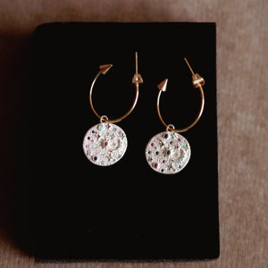 Sparkle Coin Hoops with Spikes