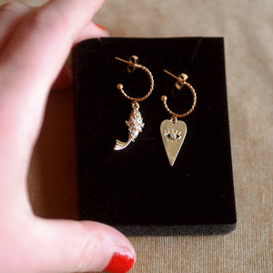 Atlas Signature Fish & Heart Earrings