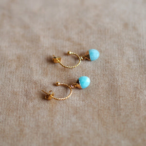 Atlas Blue Gemstone Half Hoops