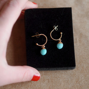 Atlas Blue Gemstone Half Hoops