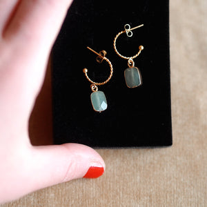 Atlas Green Gemstone Half Hoops