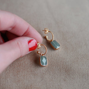 Atlas Little Green Gemstone Half Hoops
