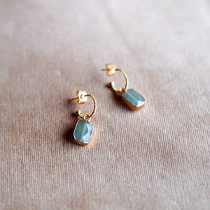Atlas Little Green Gemstone Half Hoops