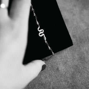 Delicate Snake Bracelet in Silver Colour