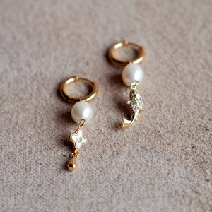 Andrea Atlas Fish & Pearl Hoops