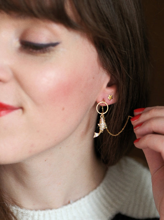 Andrea Atlas Rhinestone Fish Earrings