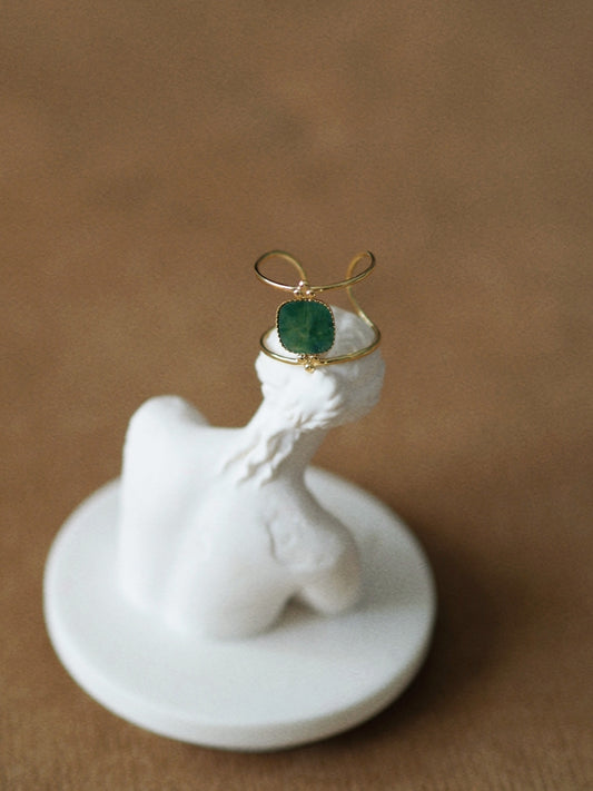 Evelyn Green Square Stone Ring