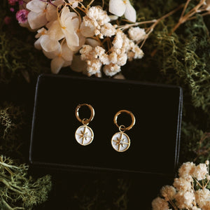 Mother of Pearl & Star Hoops