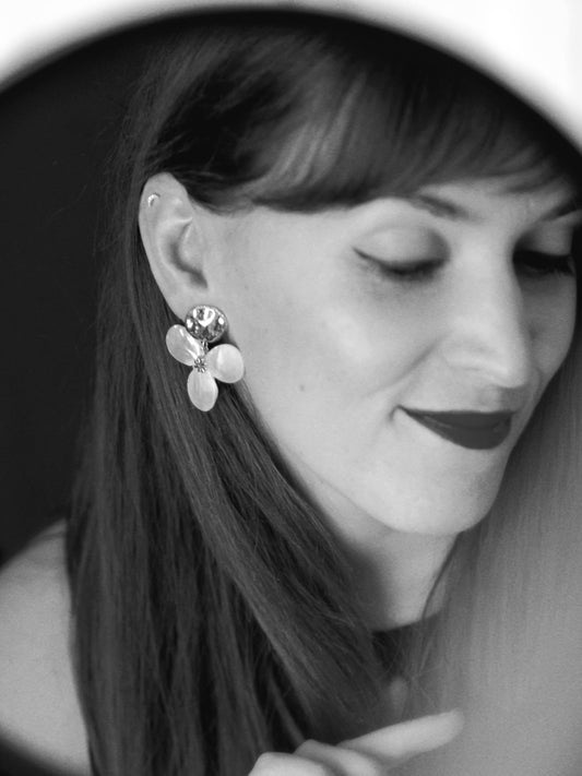 New Gladys Flower Earrings in silver colour