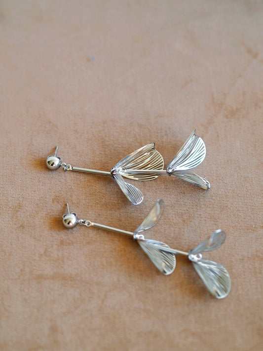 Alena Floral Earrings In Silver Colour