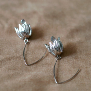 Atlas Blossom Earrings in silver colour