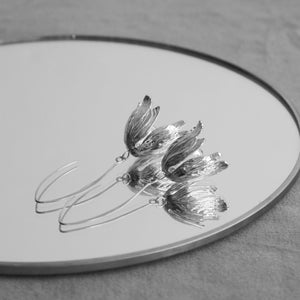 Atlas Blossom Earrings in silver colour