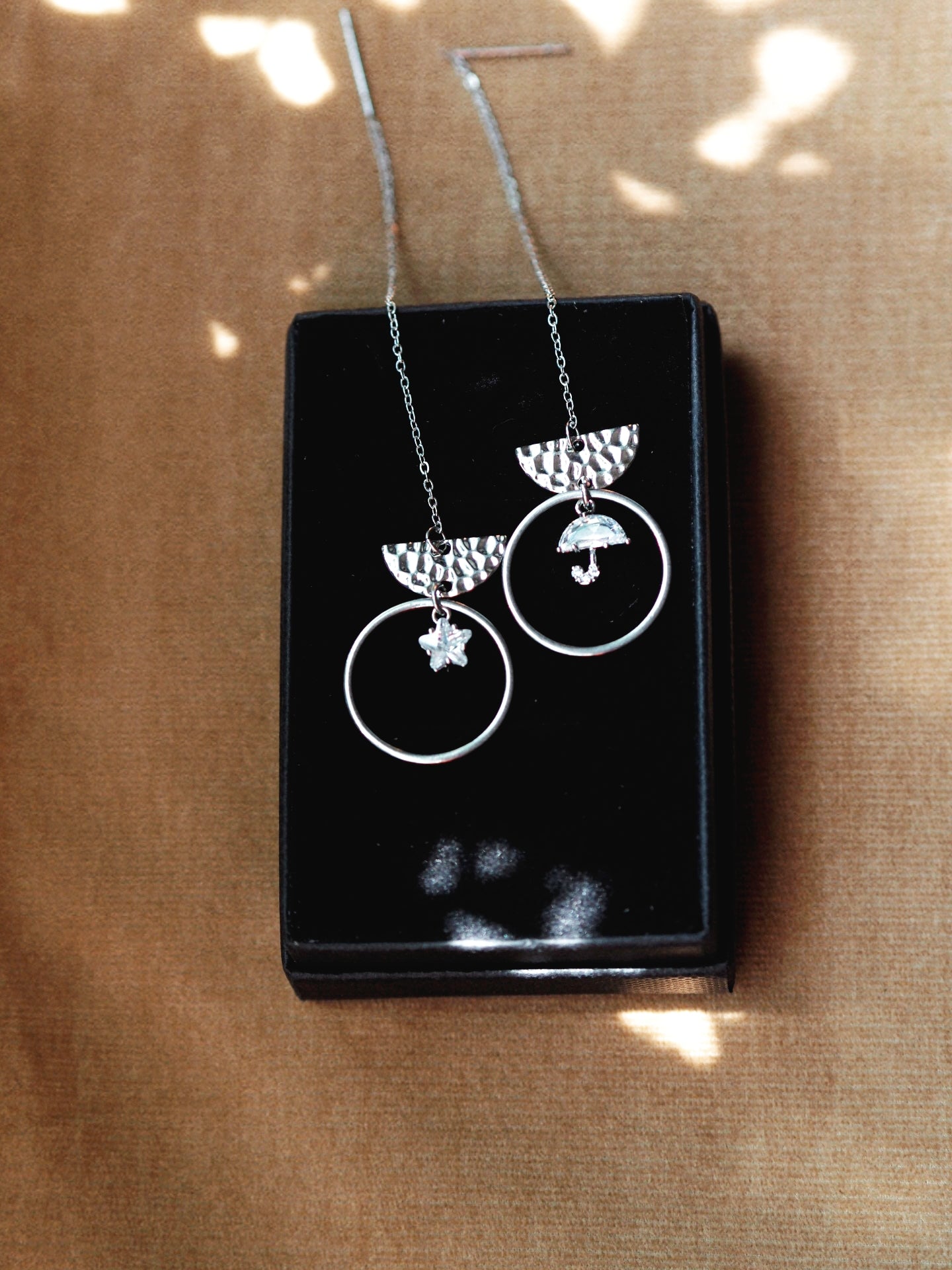 "Dancing In The Rain" Silver Colour Signature Chain Earrings