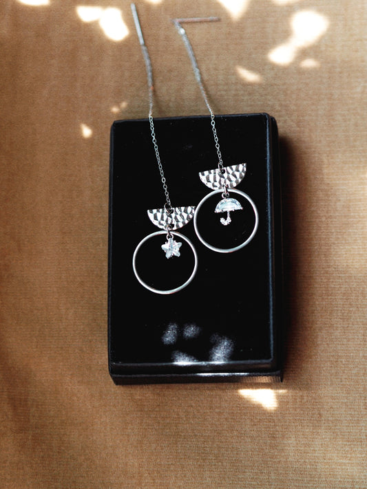 "Dancing In The Rain" Silver Colour Signature Chain Earrings