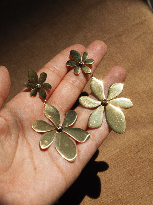 Ellen Floral Earrings in silver colour