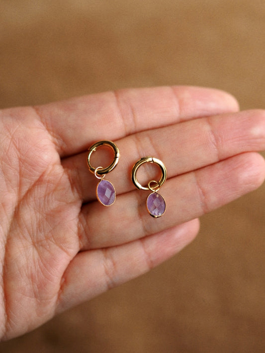 Little Amethyst Hoops