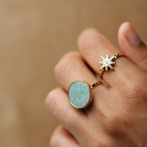 Simple Large Blue Stone Ring