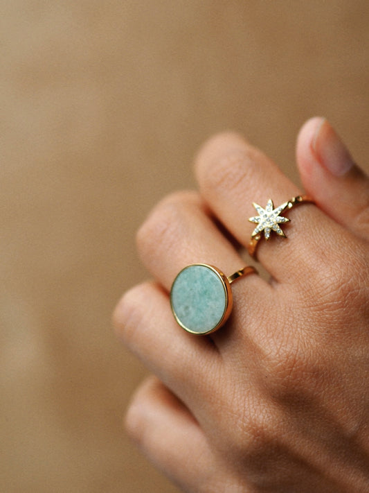 Simple Large Blue Stone Ring