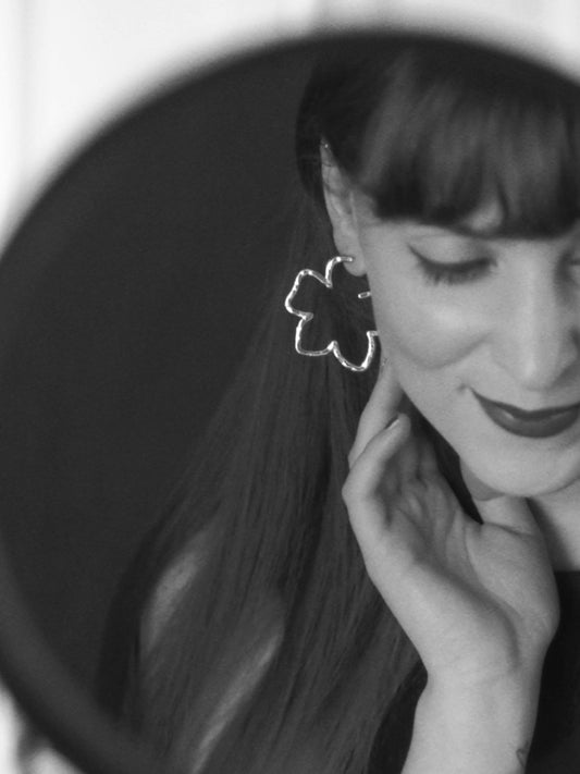Justina Floral Earrings in Silver colour