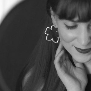 Justina Floral Earrings in Silver colour